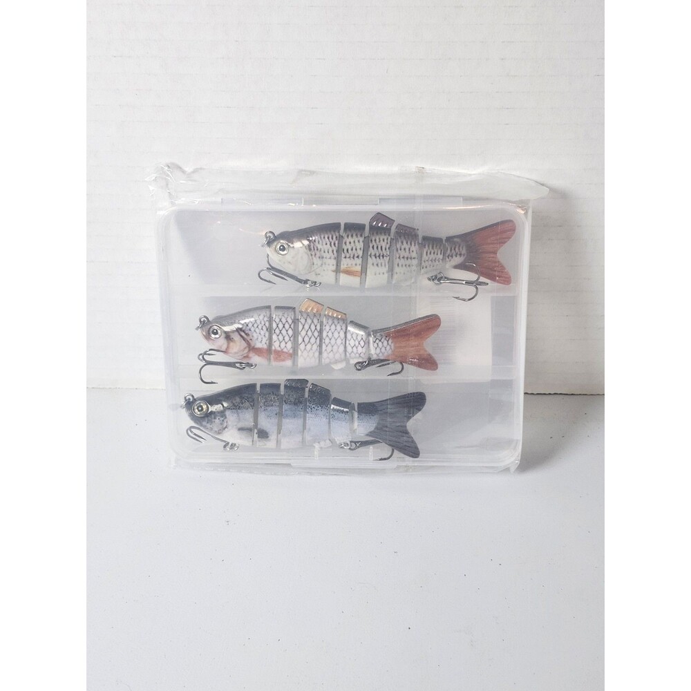 3 Multi Jointed Fishing Lure Pike,  Bass Crank Minnow Bait Life Like